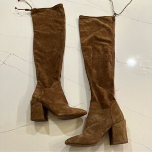 Aquatalia Walnut Suede Over the Knee Boots